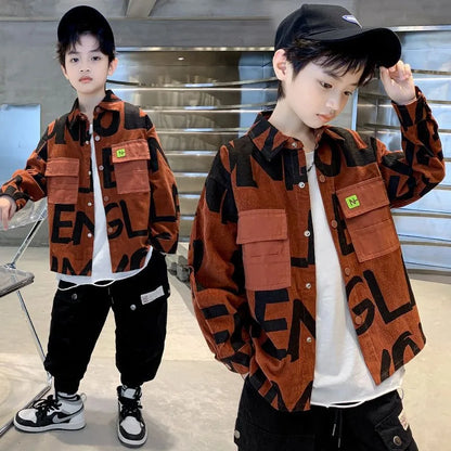 Boys Corduroy Long Sleeve Shirt Lightweight