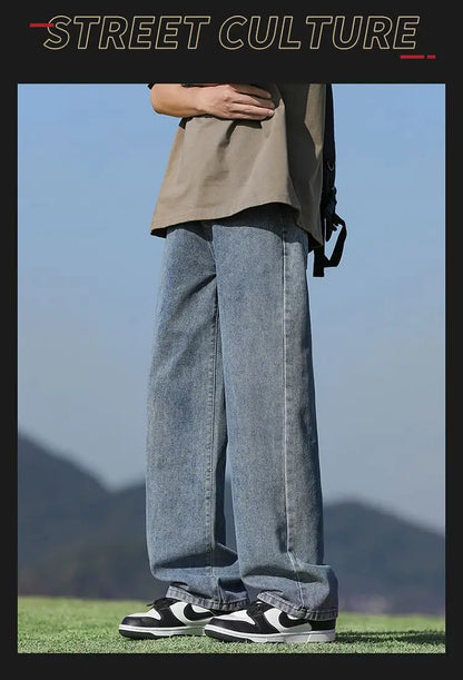 Men's Trendy Wide Leg Washed Jeans