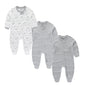 3 Pcs Solid Zipper Baby Rompers 100%Cotton