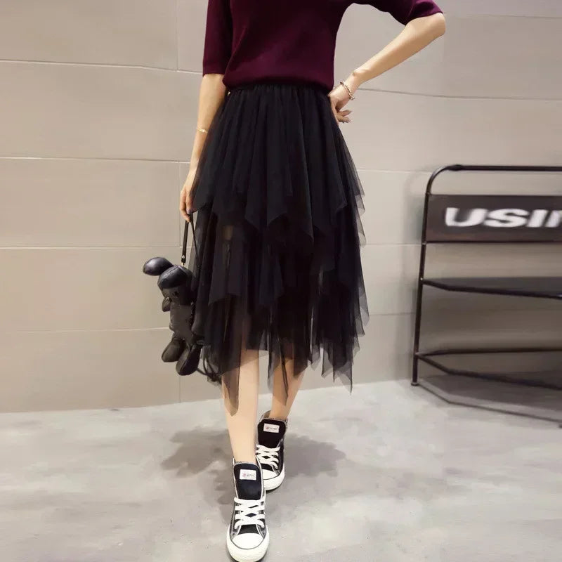 Fashion Tutu Skirt Casual High Waist Midi