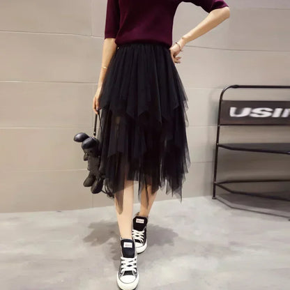 Fashion Tutu Skirt Casual High Waist Midi