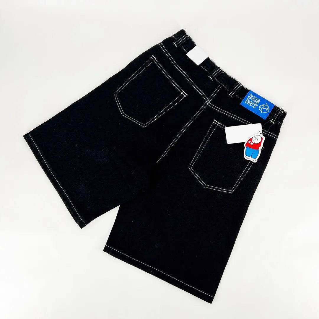 Big Boy Cartoon Graphic Streetwear Denim Shorts Men