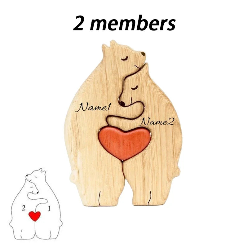 Wooden Bear Family Puzzle Personalized Home Decor