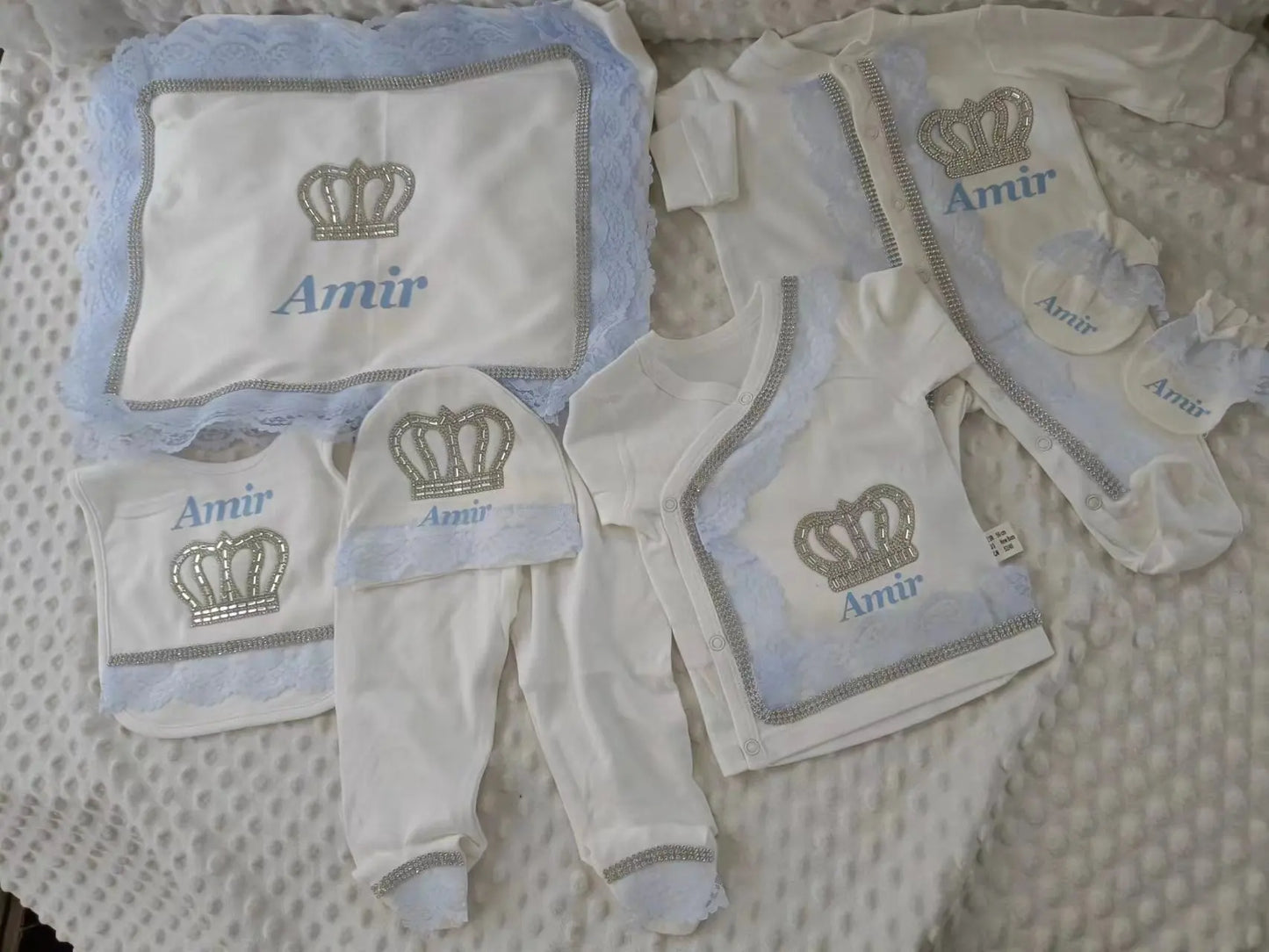 5pcs Handmade Personalized Baby Newborn Jewels Crown Set