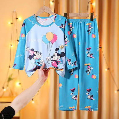 2 Pcs Boys/Girls Minnie Mickey Cartoon Longsleeved Pajamas