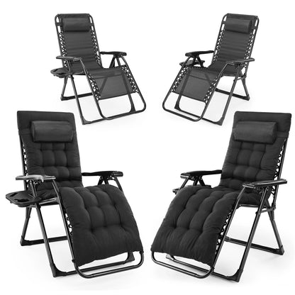 Patio Lounge Chair Folding Portable with Cup Holder