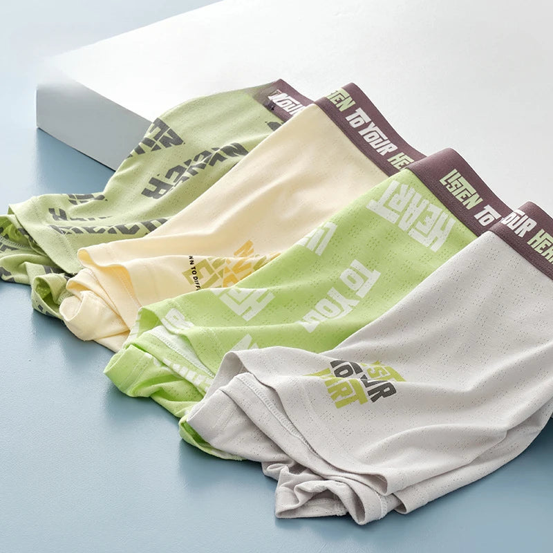 4PCS Teen Boys Mesh Breathable Young Children Underwear