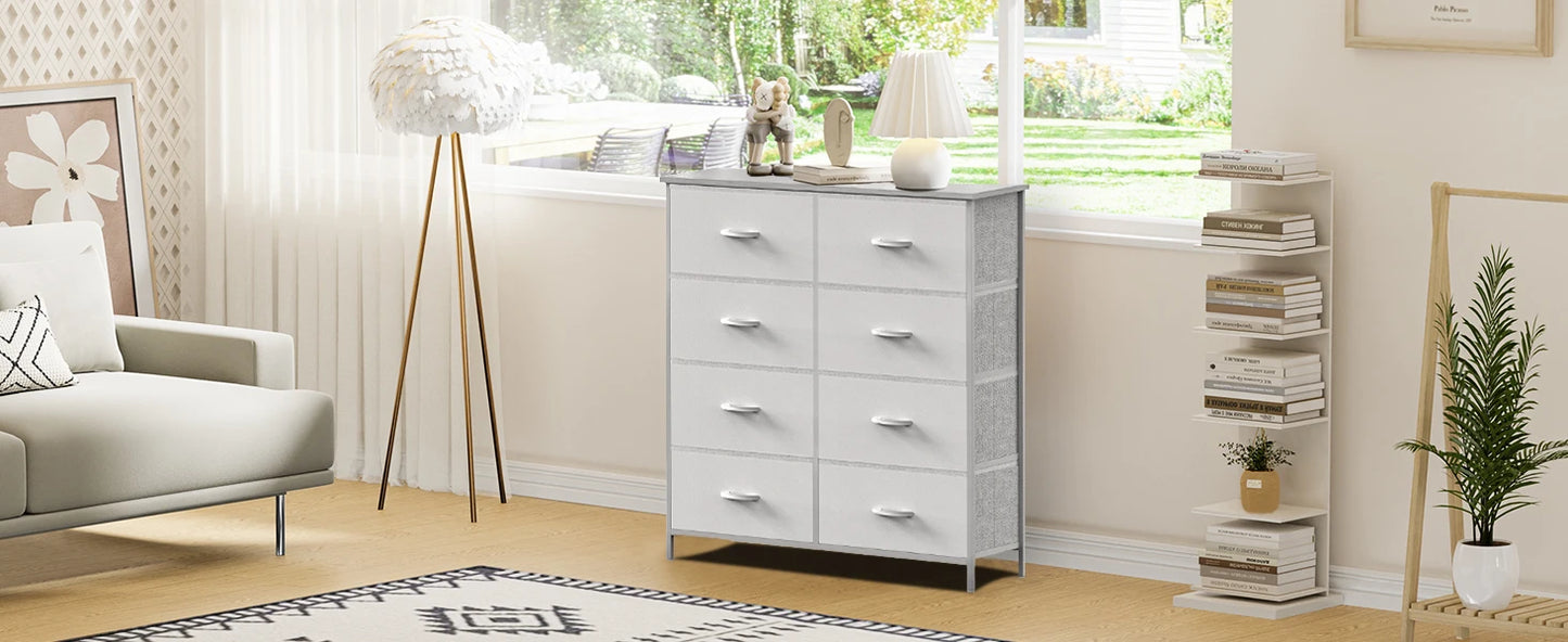 8 Fabric Drawers Storage Cabinet Steel Frame Assembly