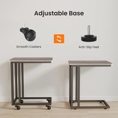 Wood Sofa Table Portable Rolling with Wheels