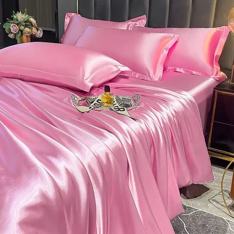 Silk Duvet Cover Bed Sheet Pillowcase Luxury