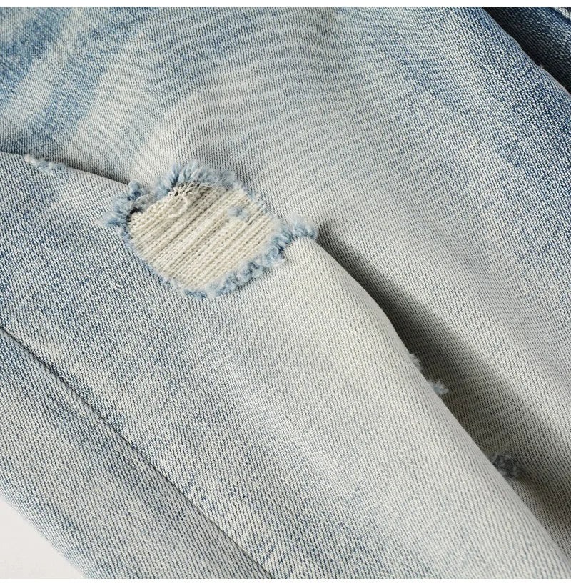 Men Paisley Bandana Print Patch Jeans Skinny
