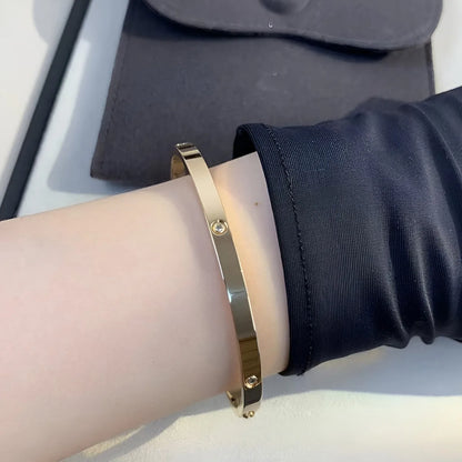 Diamond Cuff Women Bracelet Gold Tone