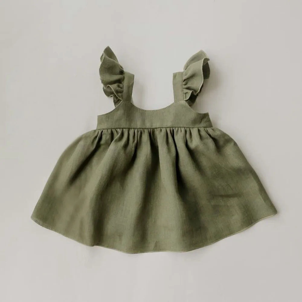 Baby Girls Linen Cotton Princess Dress