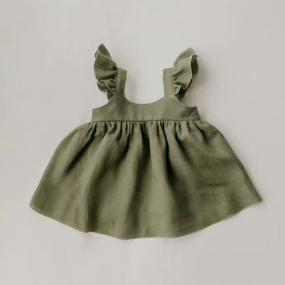 Baby Girls Linen Cotton Princess Dress