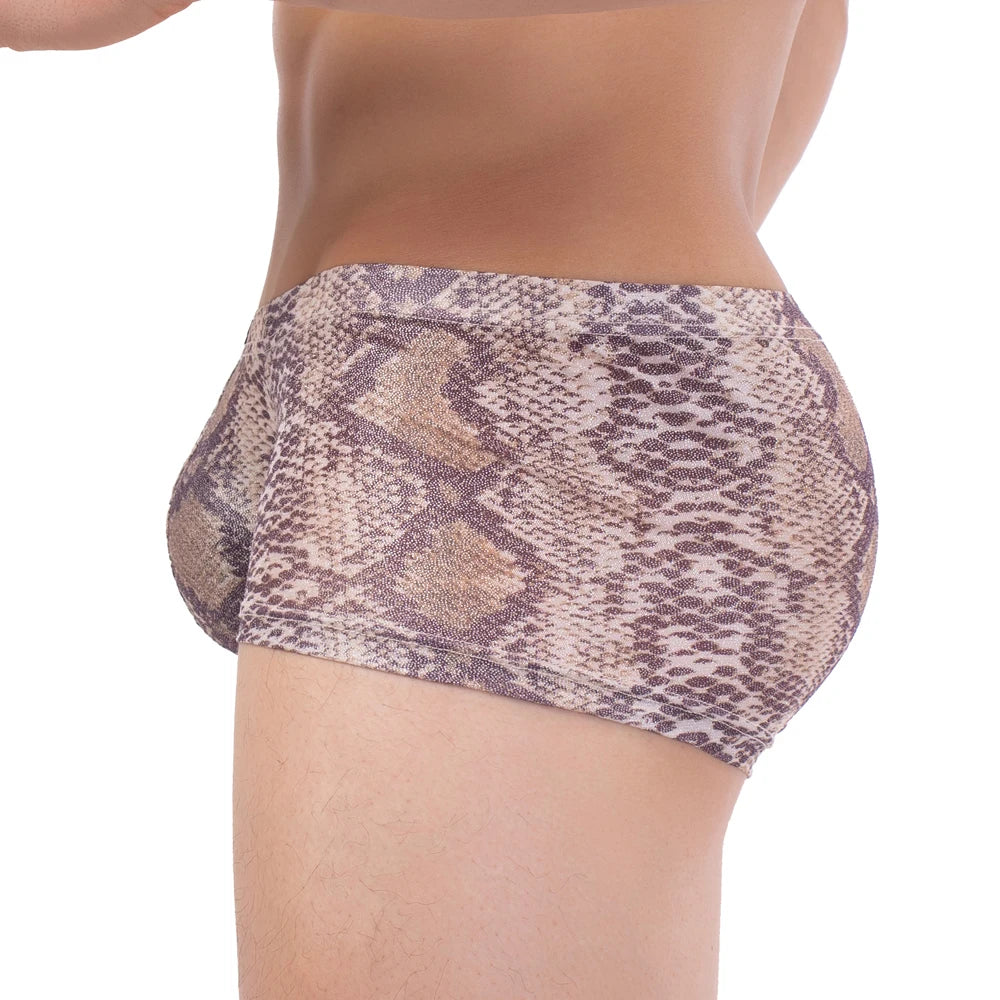 Men's Snake Skin Boxer Briefs Bulge Shorts