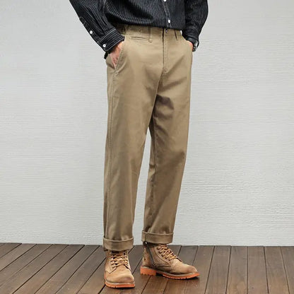 Casual Cotton Pants, Loose Straight Leg Workwear