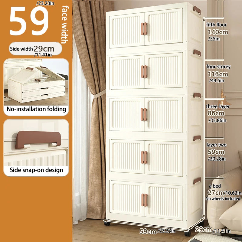 Foldable Plastic Storage Cabinet, Easy Assembly