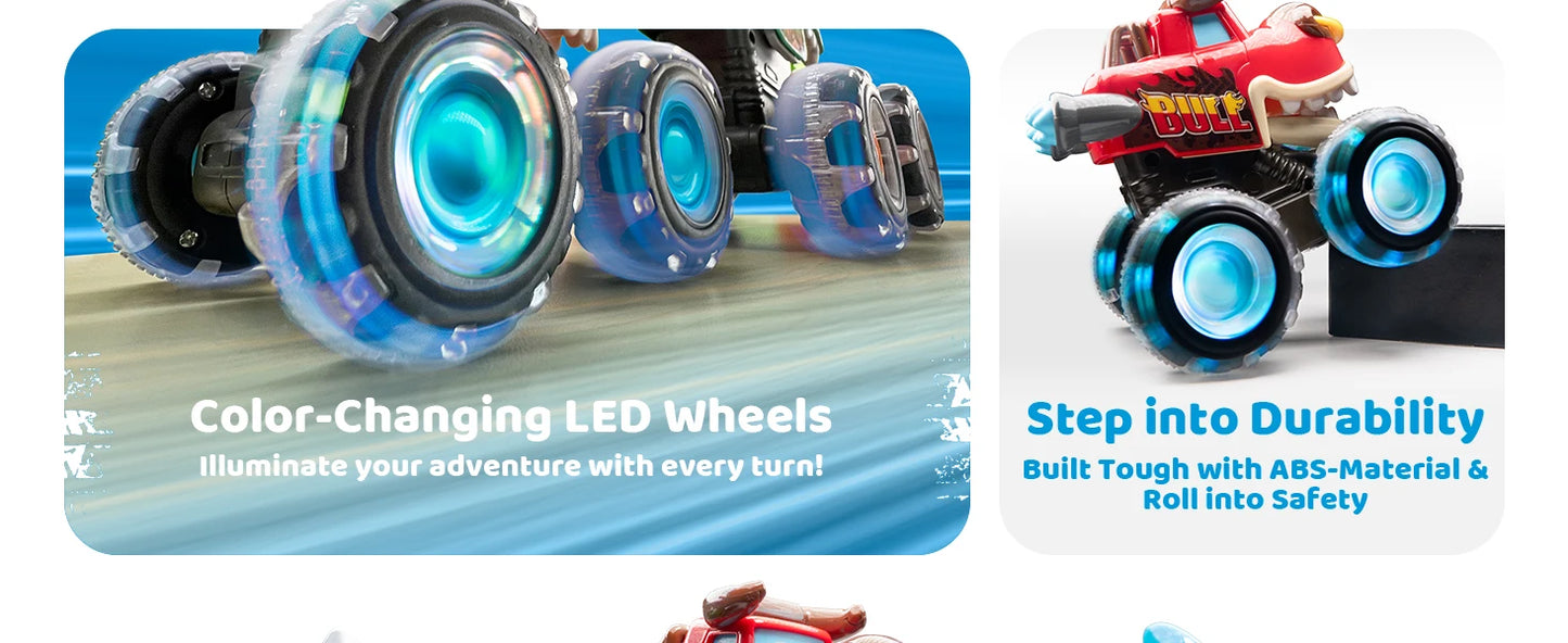 3 Pack Monster Truck Motion Activated Light-Up Cars