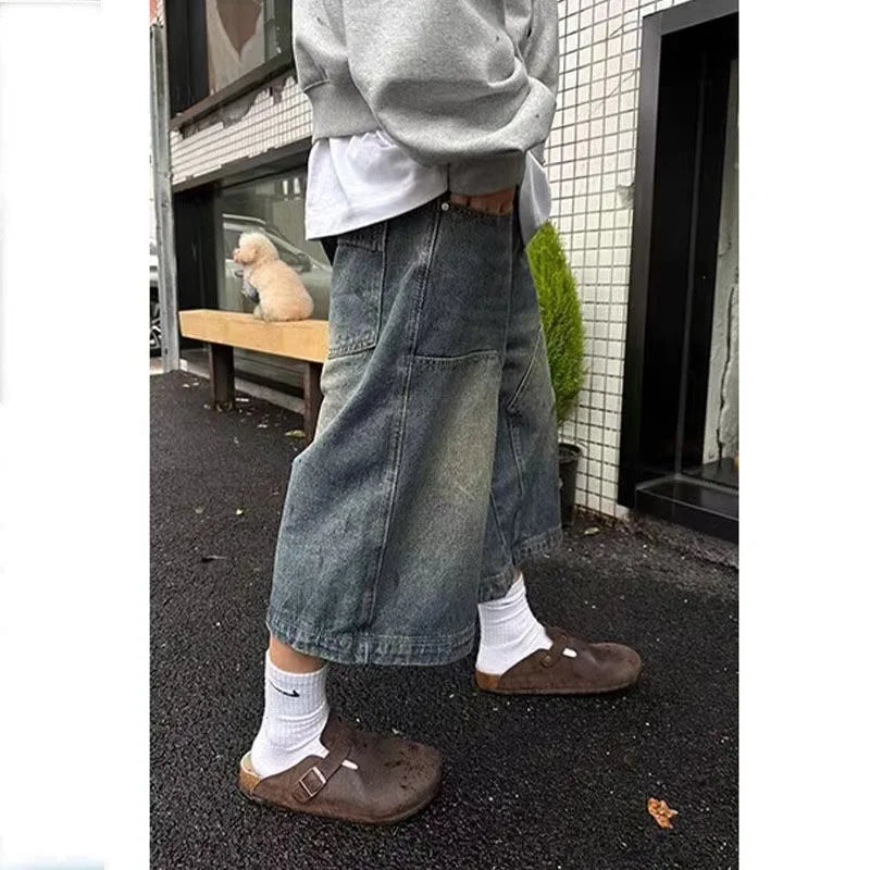 Men's Loose Straight Wide Leg Vintage Casual