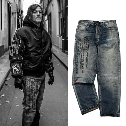 Loose Personality Trendy Washed Pants Men'
