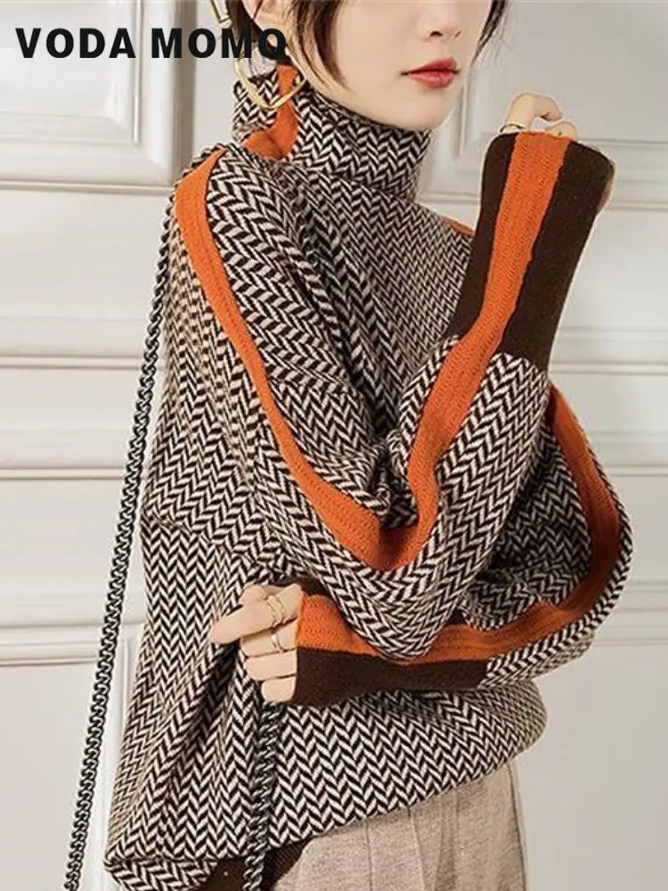 Women Pullover Knitted Fashion Sweater Turtleneck Top
