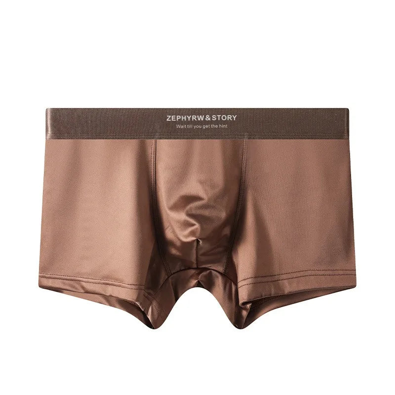 3Pcs Mens Luxury Ice Silk Satin Underwear Breathable Boxer