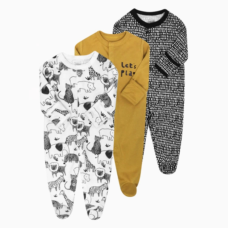 100% Cotton 3 Pcs Boys/Girls Romper Pajamas Jumpsuit