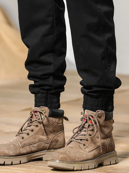 Cargo Pants Men Multi-Pockets Drawstring Fleece Liner