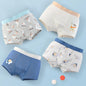 4PCS Boys Cute Cotton Antibacterial Cartoon Print Underwear