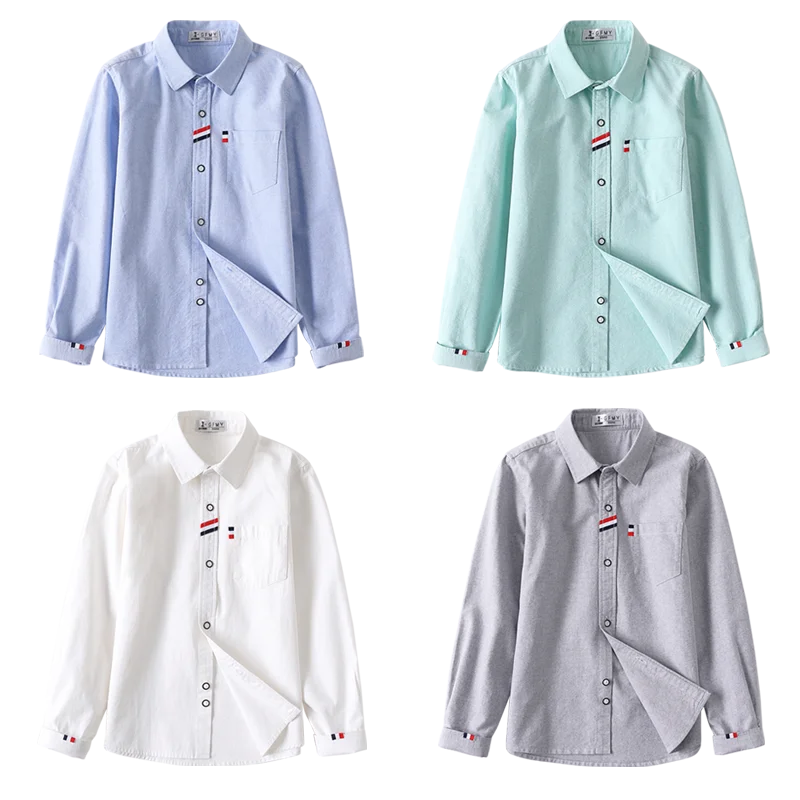 Cotton Solid Color Full-sleeved Boy's Shirts