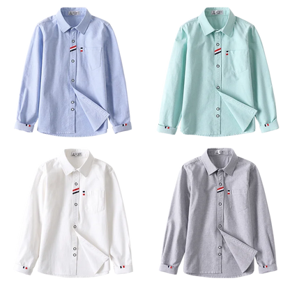 Cotton Solid Color Full-sleeved Boy's Shirts