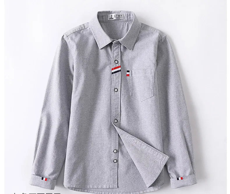 Cotton Solid Color Full-sleeved Boy's Shirts