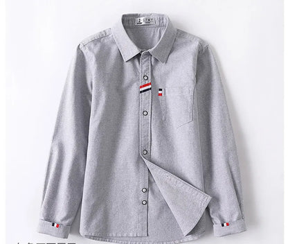 Cotton Solid Color Full-sleeved Boy's Shirts