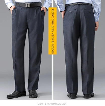 Double Pleated Mens British Pants High Waist