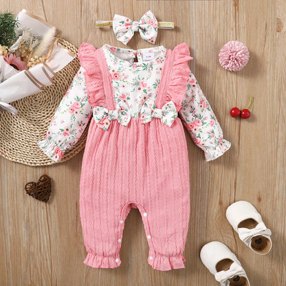 0-18 Months Girl Romper Cute Floral Long Sleeve