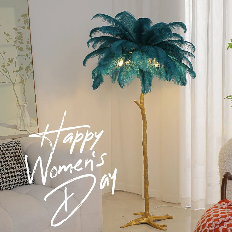 Luxury Feather Floor Standing Lamp Mood Light