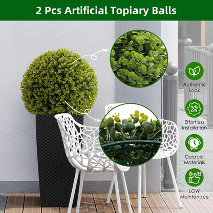 2 Set Artificial Topiary Cedar Balls for Decor