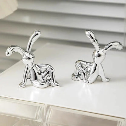 Adorable Long Ear Bunny Figurines Models