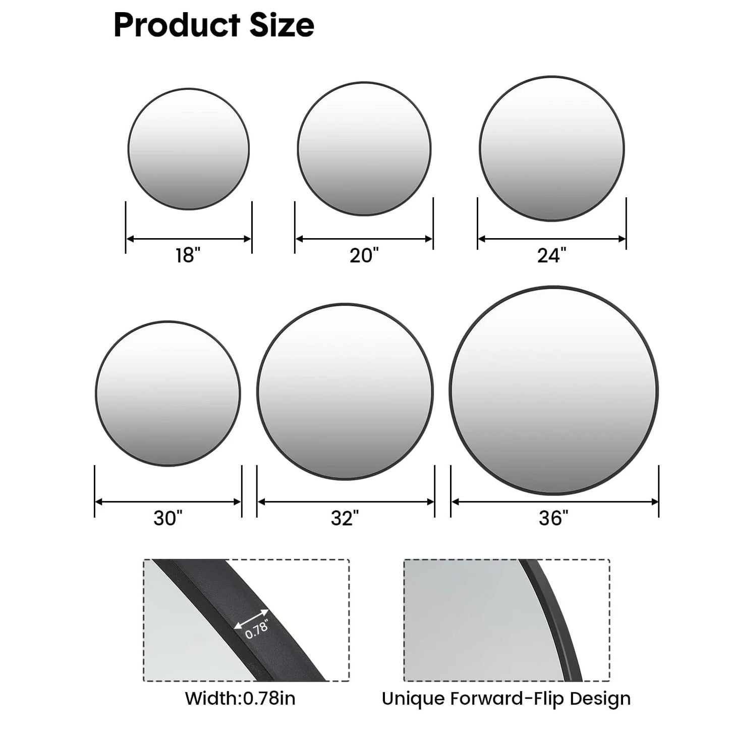 Aluminum Alloy Mirror 20mm Frame Environmentally Friendly