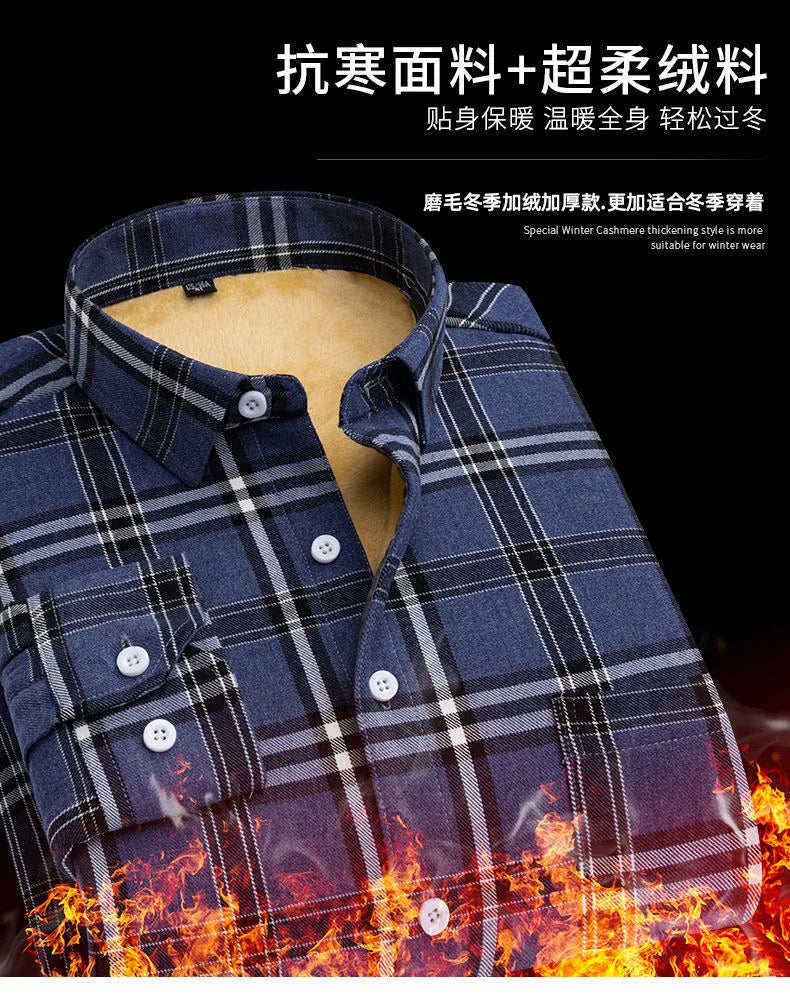 American Vintage Thickened Warm Plaid Shirt Mens