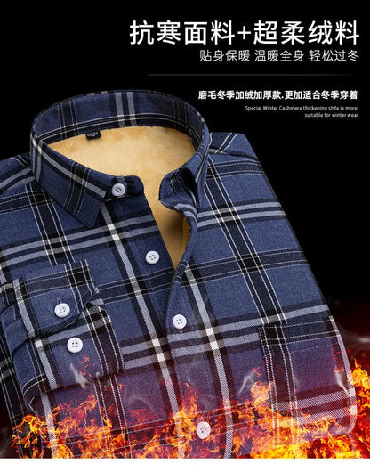 American Vintage Thickened Warm Plaid Shirt Mens