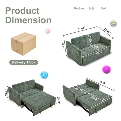 Convertible Sofa Bed with Cup Holder, USB