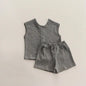 2 Pcs Sleeveless Breathable Cotton Pajamas Set