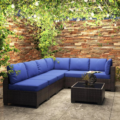 7-Piece Rattan Wicker Sectional Modular Sofa Set