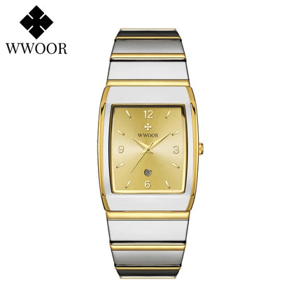 Luxury Square Men's Wristwatch Stainless Steel Waterproof