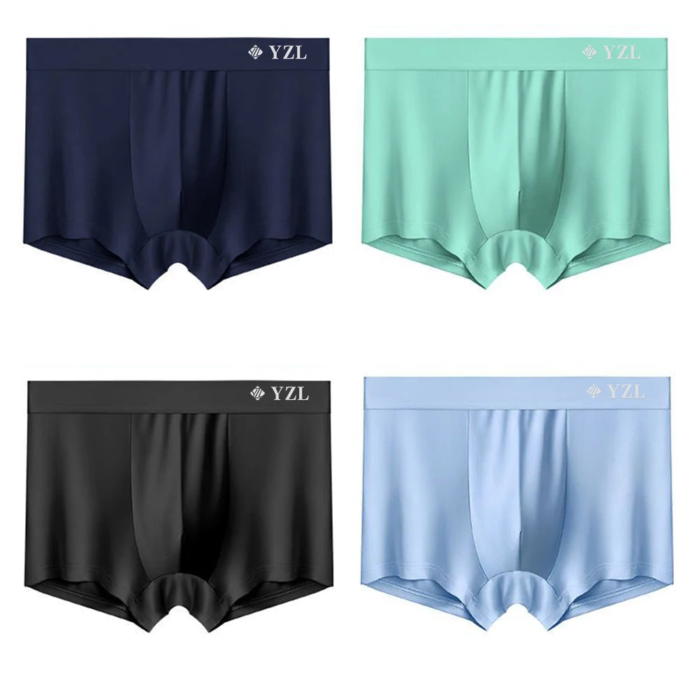 Men's Silk Flat Corner Antibacterial  Boxer Briefs