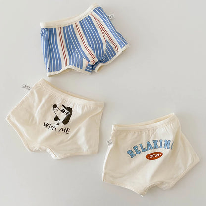 3PCS Young Girls/Boys Cute Cotton Briefs Boxers Underwear