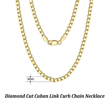 Italian Diamond Cut Cuban Link Chain Necklace