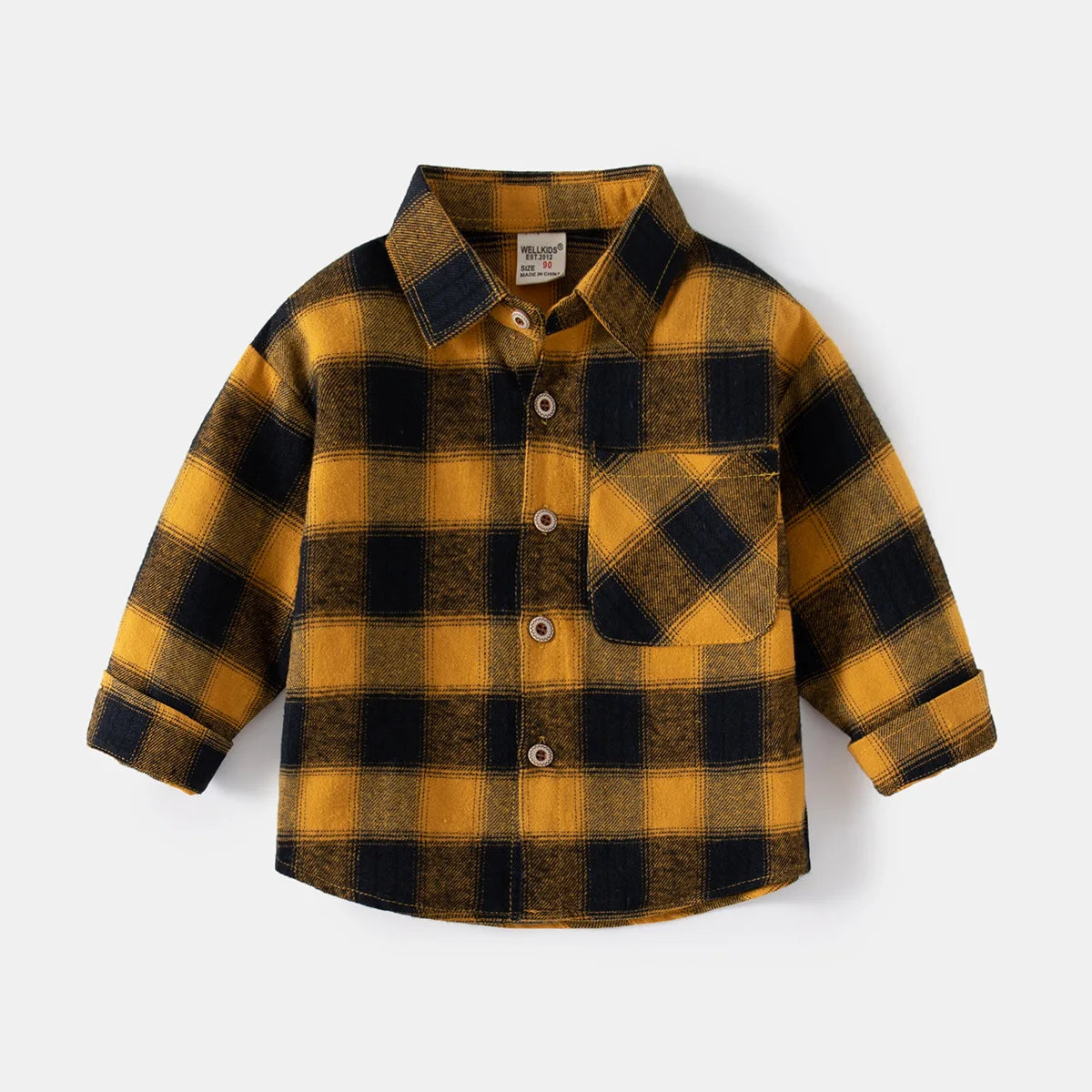 Kids Shirts With Collar Long Sleeved Plaid