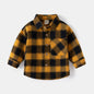 Kids Shirts With Collar Long Sleeved Plaid
